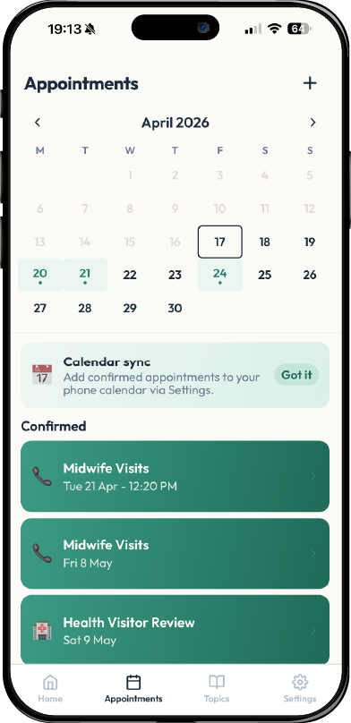 Shared calendar with confirmed appointments