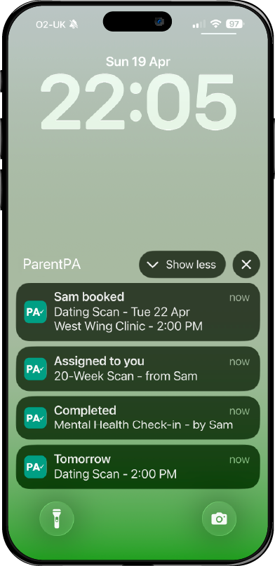 Partner activity notification on lock screen